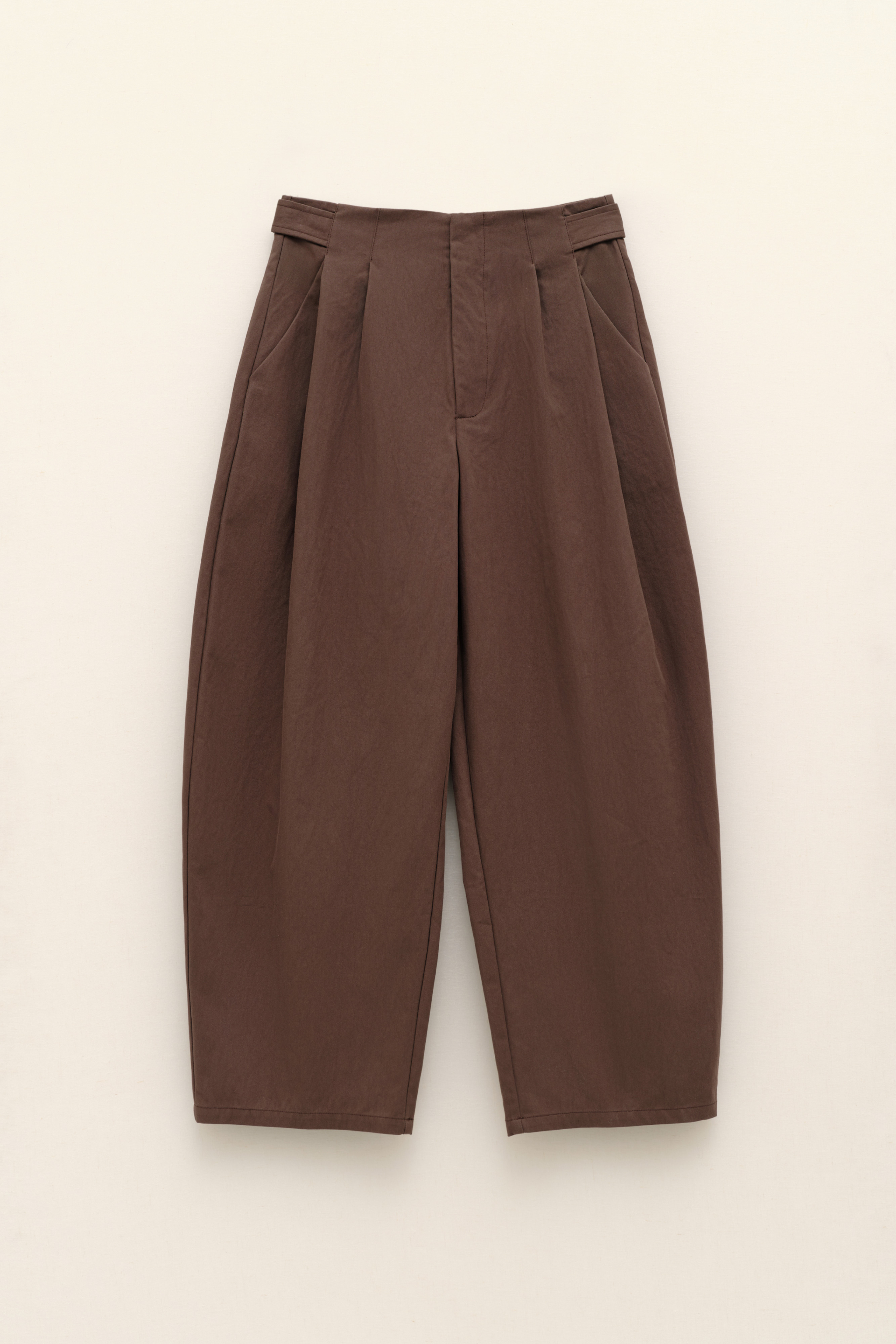 Calça de algodão misto com modelagem barril