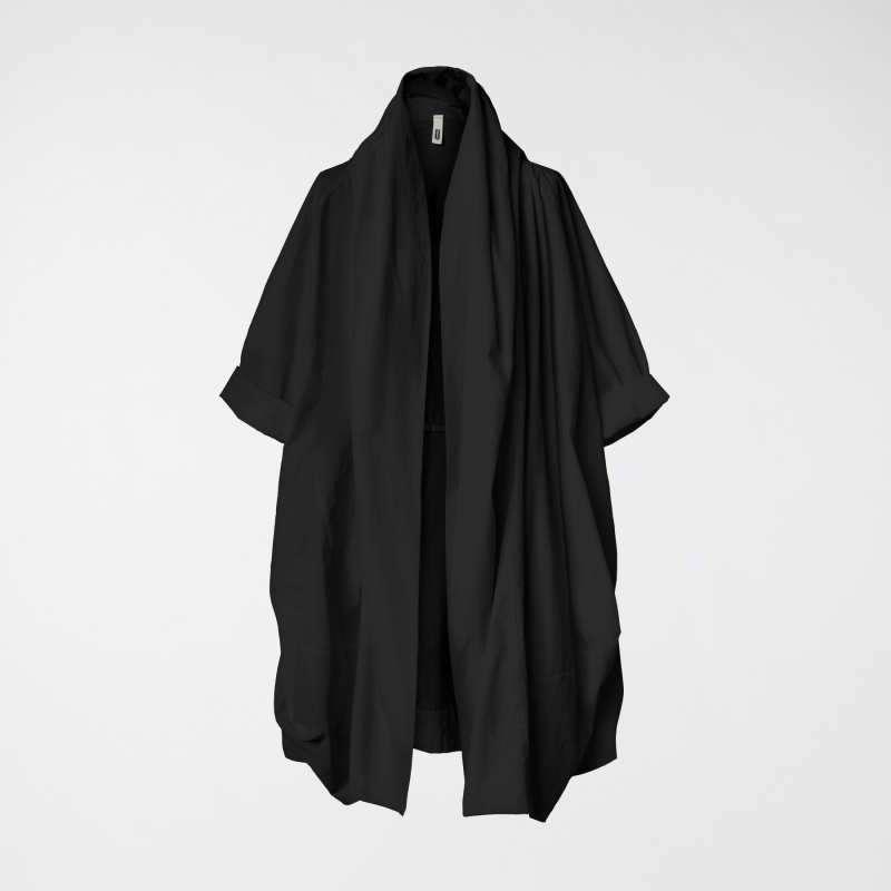 CARDIGAN EM TECIDO EFEITO TAFETA PRETO