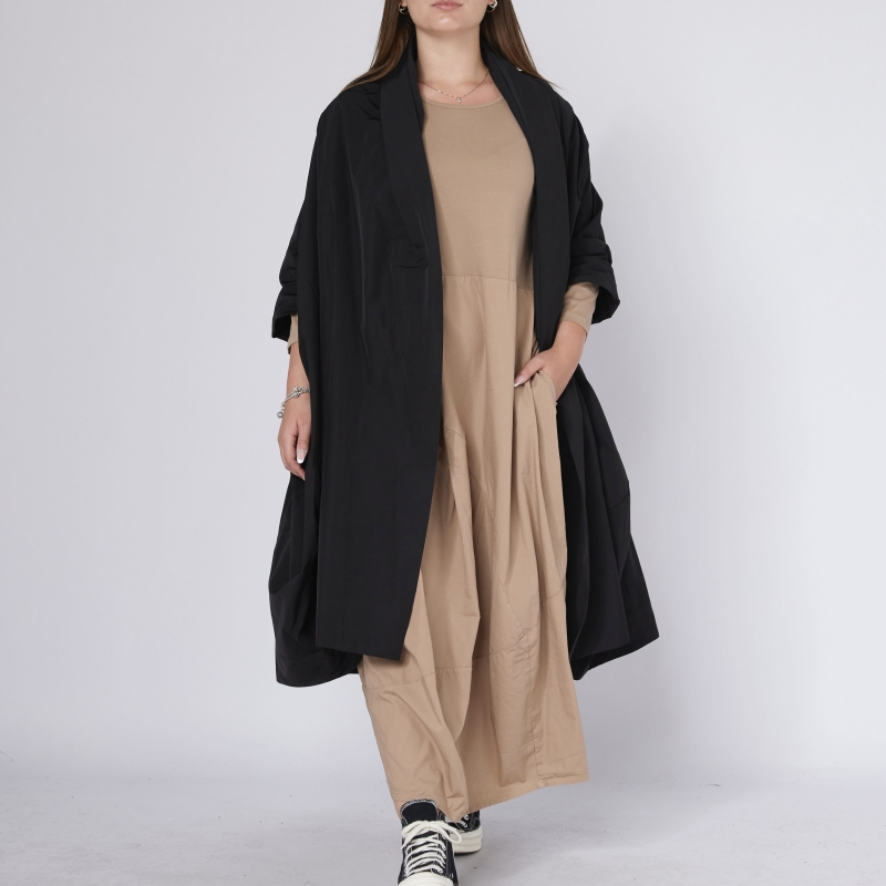 CARDIGAN EM TECIDO EFEITO TAFETA PRETO