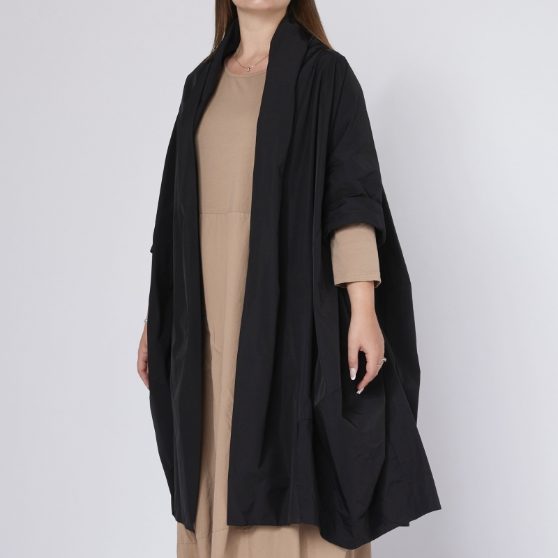 CARDIGAN EM TECIDO EFEITO TAFETA PRETO