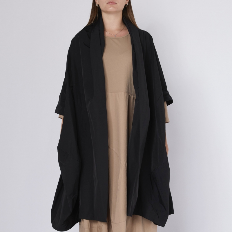 CARDIGAN EM TECIDO EFEITO TAFETA PRETO