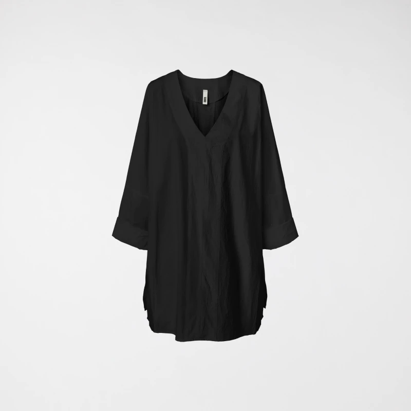 Blusa maxi com decote em V preta