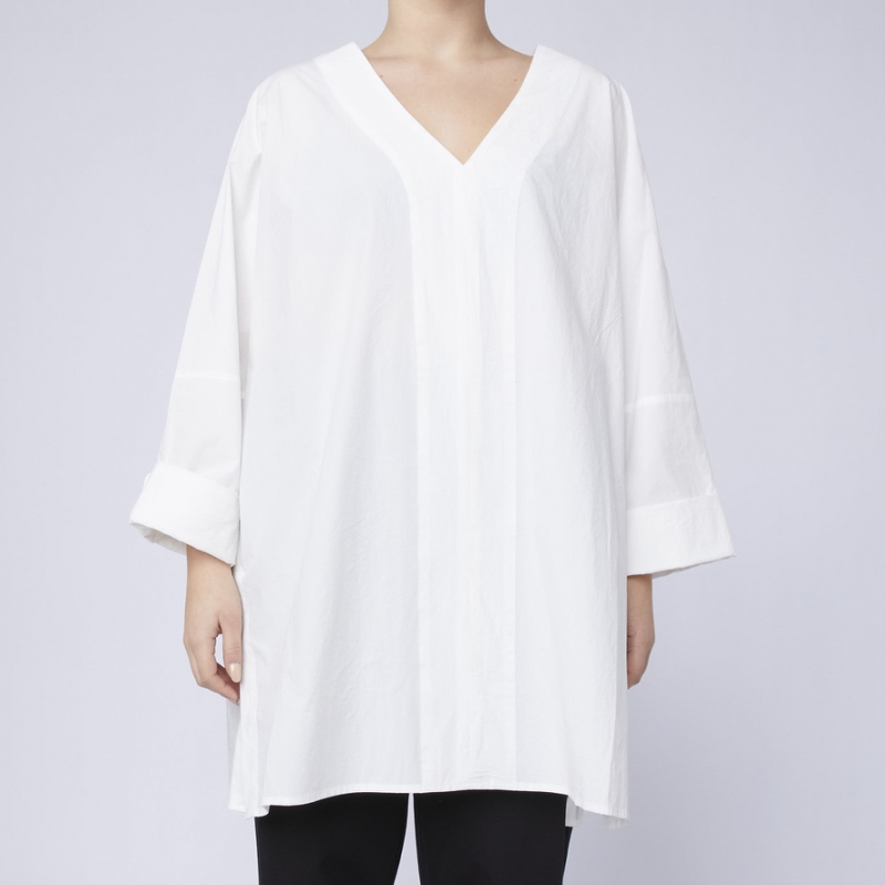 Blusa maxi com decote em V preta