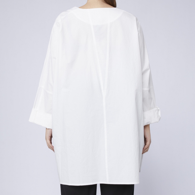 Blusa maxi com decote em V preta