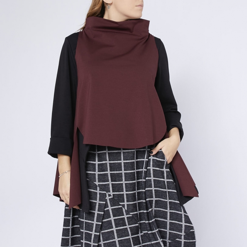 COLETE ELÁSTICO DE GOLA ALTA VINHO